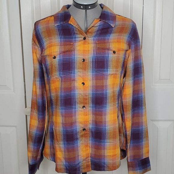 Woolrich Tops - WOOLRICH Burnt Orange Checked Flannel Shirt